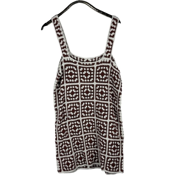 MARINE LAYER CELESTE HANDMADE CROCHET GRANNY SQUARE RETRO 70S UNLINED MINI DRESS - Picture 5 of 15